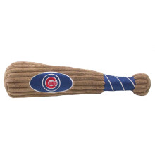 MLB Chicago Cubs Baseball Bat Toy for DOGS & CATS. Soft Corduroy Plush Dog Toy with Inner SQUEAKER MLB Chew Toys for Dogs or Cats. Durable Fun I
