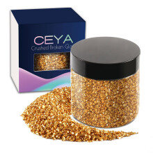 Ceya 10,6 oz/ 300 g Drcen nepravideln sklenen zlat kovov kritlov lomky Sklenen trpytky 2-4 mm Remeslne robustn trpytky pro nehtov umen E