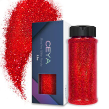 Ceya 3,8 oz/ 110 g Holografick ultra jemn trpytiv prek Laser Red Glitter 1/128 0,008 0,2 mm pro Sliz Epoxidov pryskyrice Craft Tumbler perky N