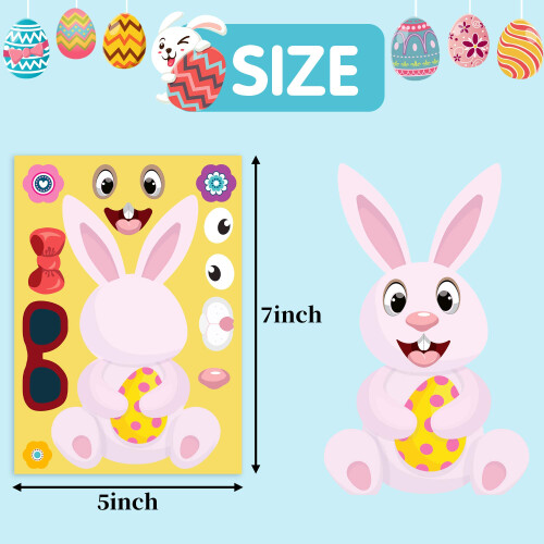 Joy Bang 30 Sheets Easter Stickers for Kids  Easter Crafts  Easter Games Make Your Own Easter Egg Bunny Face Stickers DIY  Easter Activities for 2