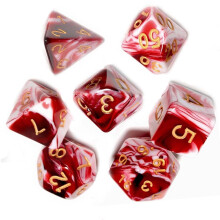 7 stk DND ternings?t AORZOV polyhedriske terninger til fangehuller og drager D&D TTRPG MTG Bordrollespil (Blodr?d Blandet Hvid)