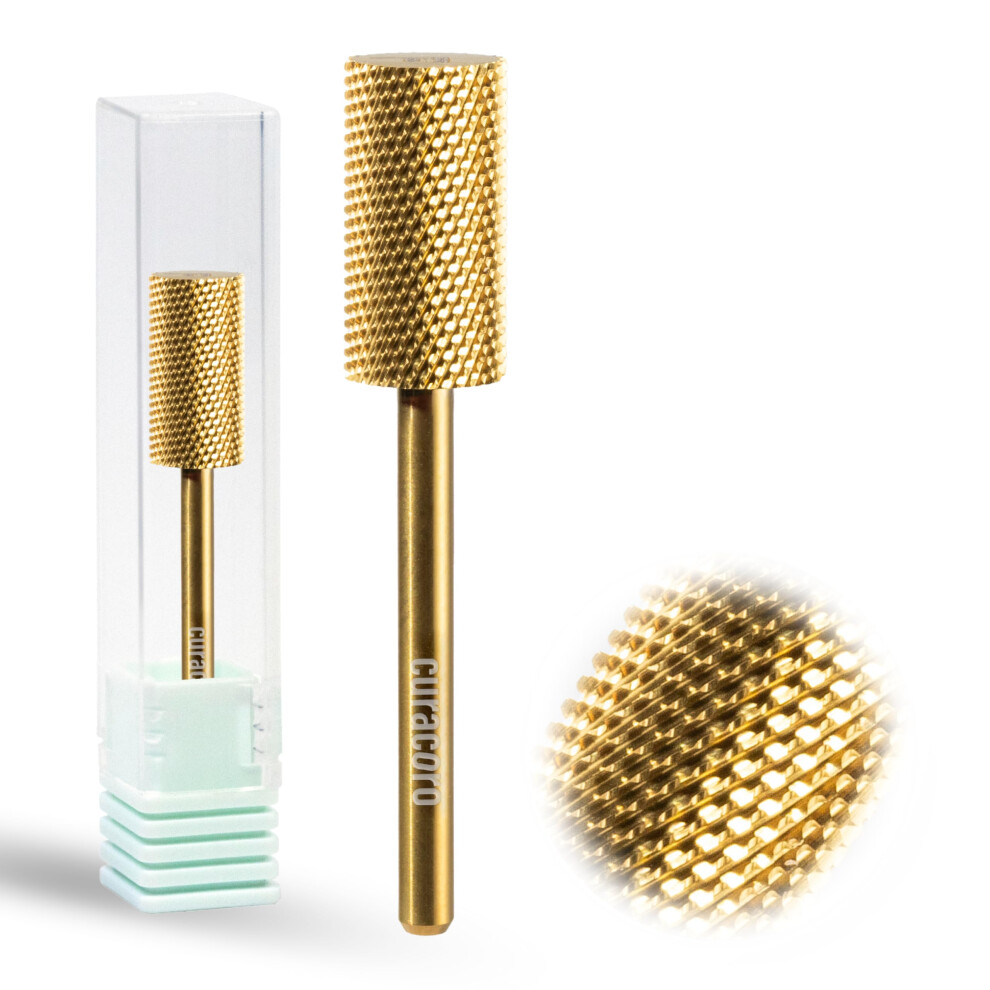 Curacoro Nail Drill Bits 3/32'' - Safe Smooth Stop Large Barrel Carbide Bit (Fine) Gently Bits For Removal & Nail Enhancement For Nail Beds Nail Ar