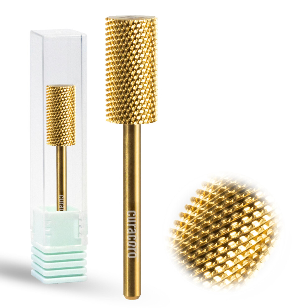 Curacoro Nail Drill Bits 3/32'' - Safe Smooth Stop Large Barrel Carbide Bit (Medium) For Professional Finish Fast Remove Refine & Smooth Acrylic Or
