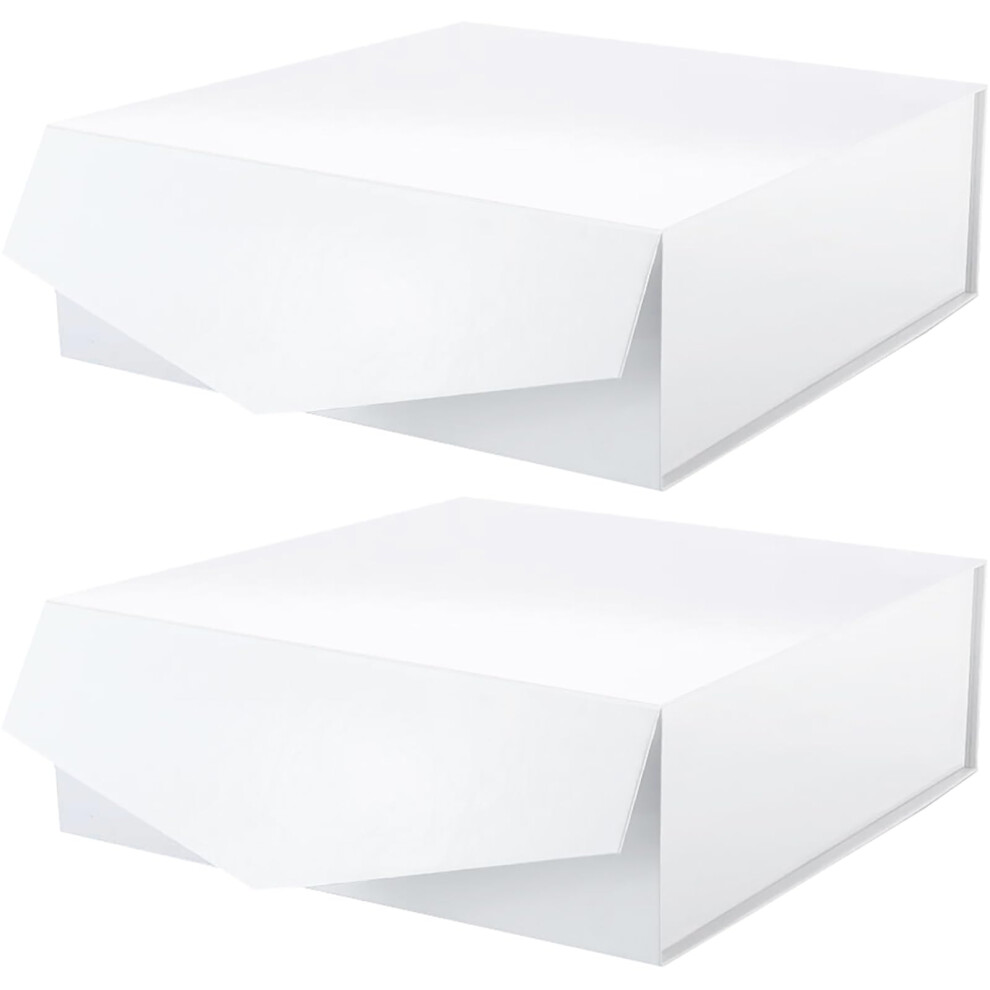 Malicplus 2 Bardzo Duze Pudelka Na Prezenty 11,3 X 11,3 X 4,8 Cala Biale Pudelka Na Prezenty Z Pokrywkami Pudelka Na Propozycje Dla Druhen Pudelk-image