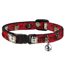 Katzenhalsband Breakaway Tasmanian Devil Expressions Red Swirl 8 bis 12 Zoll 0,5 Zoll breit