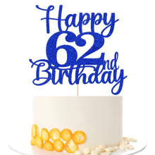 Kaoenla Tillykke med 62 ?rs f?dselsdag Kage Topper Hej 62 Cheers to 62 Years 62 ?rs jubil?um Cake Topper 62 ?r tillykke med f?dselsdagen Festdeko