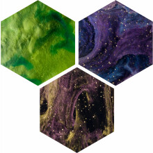 Tokens de recursos | Tokens de jogo acrlicos de 90 unidades | 30 de cada cor (Lagoon Stardust Verdant) | Hexgono | Coleo de nebulosas