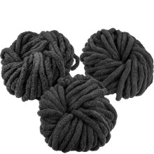 iDIY Chunky Yarn, 3er-Pack, Knuel (65 m)  Schwarz  Flauschiges Chenille-Garn, perfekt fr weiche berwrfe und Babydecken, Armstricken, Hkeln