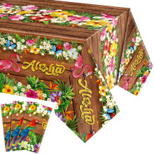 Tatuo 3 stk Hawaiian duge Tropisk Luau bordd?ksler Sommerfest dekoration Palmeblade Plast engangs rektangul?r Aloha blomsterdug til sommer Cockta