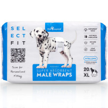 Paw Inspired Select Fit Male Dog Diapers Disposable Male Wraps with Wetness Indicator| Belly Bands for Small Medium Large Dogs (X-Large 20 Co