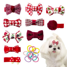 Rde hundehrclips og gummibnd Sm hundesljfer Burgundy Sd kledyrsplejetilbehr Alligatorclips Bliv i hret Mrkerde hrspnder Hrnl Kled