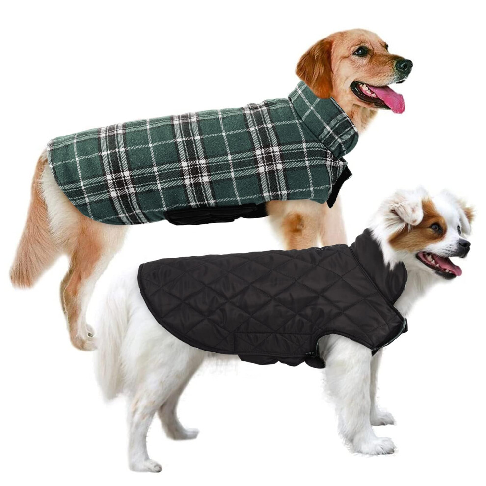 Vestes De Chien Migohi Pour Hiver Rversible Manteau De Chien Ves Vides Tanches Pour Chiens D'hiver Pour Temps Froid, Couches De Chien Carreau-image