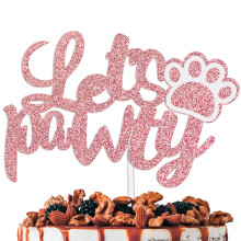 Lad os Pawty Kage Topper dekorationer med hund til k?ledyr hvalp F?dselsdag Tema Jubil?um Hunde Fest Decor Supplies Pink