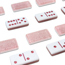 IDTQ Domino-Set fr Erwachsene, doppelt, 6 Domino-Spielset mit 28 Domino-Steinen, doppelt mit hochwertigen Geschenkboxen, 7 polyedrische Wrfel, klas