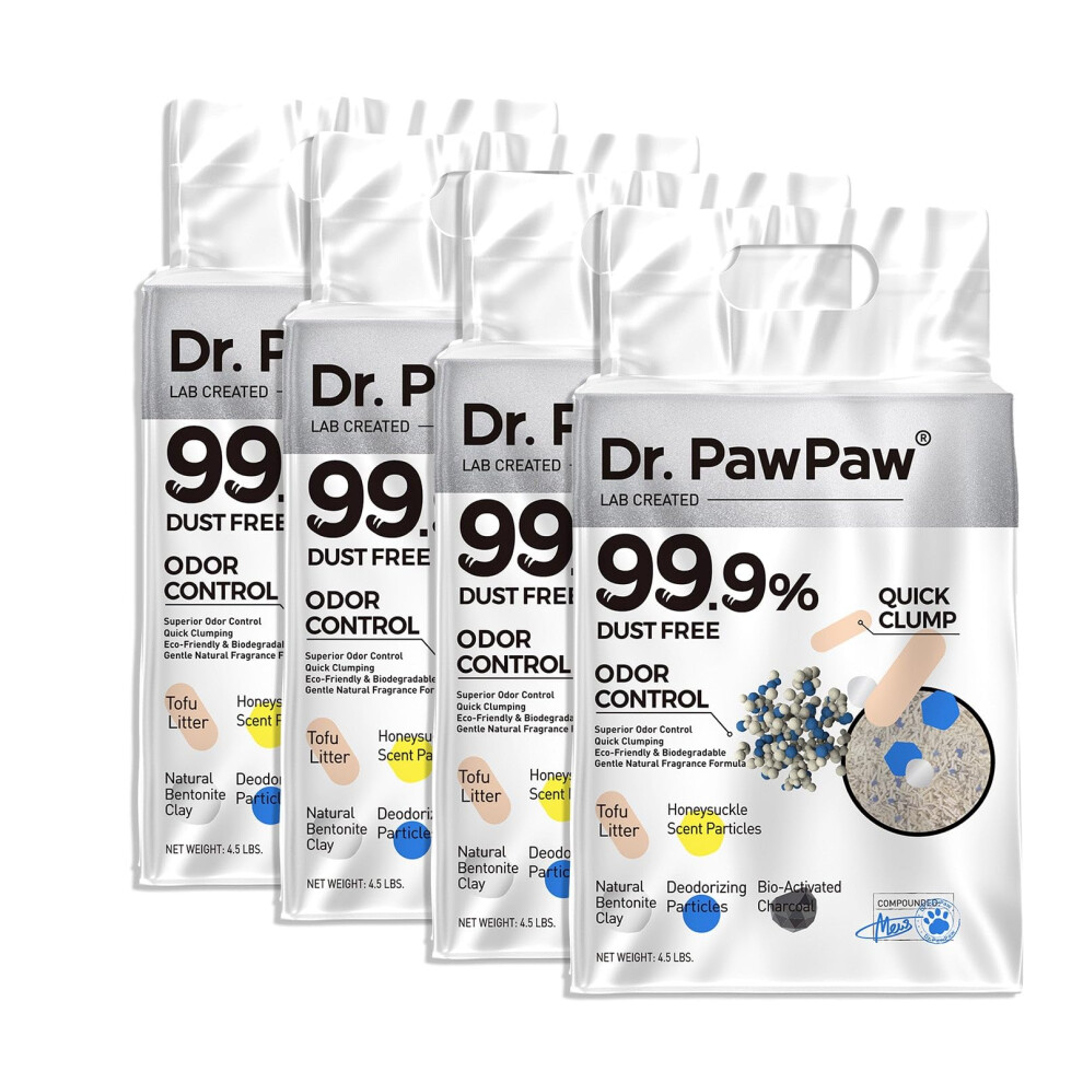 Tofu Cat Litter Dr. PawPaw Clumping Cat Litter Honeysuckle Scent 18 lb Dust-Free Keep Kitty Tidy Superior Odor Control Keep Step Fresh