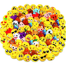 Dreampark Emoticon Party Favors Emoticon Keychain 100 Pack Mini Plush Carnival Prizes for Kids Birthday Party Supplies Treasure Box School Prize