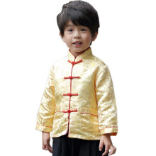 Sm? drenge Dragon Tang frakke Lang?rmet kinesisk t?j B?rnekostumer Drengejakker Outfit Toppe (Gul 6)