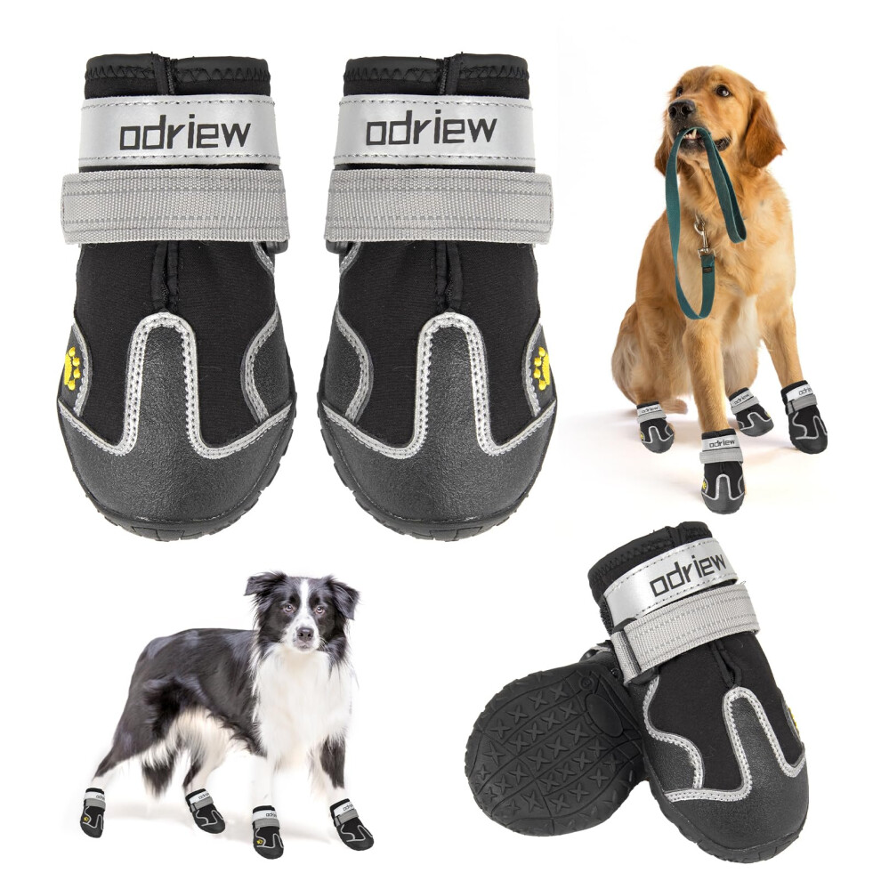 Odriew Hundeschuhe Fr Groe Und Mittelgroe Hunde, Hundestiefel Und Pfotenschutz, 4 Stck, Kleine Schuhe Fr Hunde Mit Reflektorstreifen, Rutsch-image