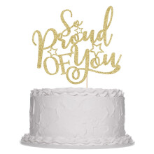 Sleyberoy Glitter si fier de vous Graduation Cake Topper-Congratulations Classe de la fte du lyce du lyce (Gold 2)