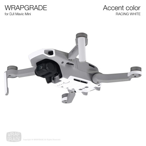 Pele Wrapgrade compatvel com DJI Mavic Mini | Cor de destaque (branco de corrida) 1