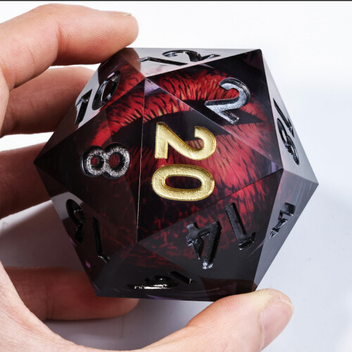 Mini Planet 50mm Chonk D20 Liquid Core Polyhedral Sharp Edge Handmade Resin Dragon Eyeball Dice 2