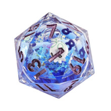 Mini Planet 50mm Chonk D20 Liquid Core Resin Handmade Sharp Edge Role Playing Game Polyhedral Dice Aqua Jellyfish