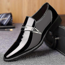 (39, black) Men Dress Leather Shoes Slip On Patent Leather Mens Casual Oxford Shoe Moccasin Glitter Male Footwear Pointed Toe Shoes For Men