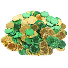CCINEE St. Patrick's Lucky Coins Plast Shamrock Leprechaun 3-bladede kl?verm?nter til festdekoration favoriserer 144 stk/guld og gr?n