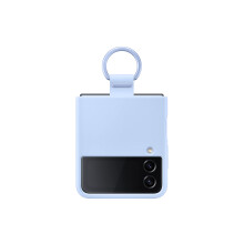SAMSUNG Galaxy Z Flip4 Silicone Cover with Ring, Protective Phone Case with Finger Loop, US Version, Arctic Blue, with Cleaning Cloth