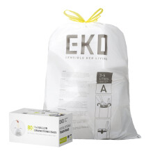 EKO Easy-Dispense Roll 80 Conteo extra-strong Drawstring Pequea bolsa de basura de 1.6 galones Bolsa de basura (3-6L) 1 paquete Cdigo blanco A