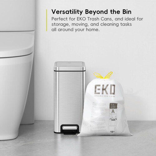 EKO Easy-Dispense Roll 80 Count Extra-Strong Drawstring Small Trash Bag  1.6 Gallon Trash Bag (3-6L) 1 Pack White  Code A 1