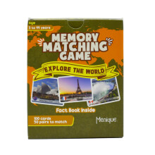 Menique Explore The World Memory Matching-Spiel 100 Karten (50 Paare) mit berhmten Sehenswrdigkeiten aus 50 Lndern inklusive Flaggenland und -