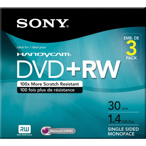 Sony Sony DVD+RW 3er-Pack: 8 cm, 30 Minuten, 1,4 Gbit/s, einseitig, einseitig 2