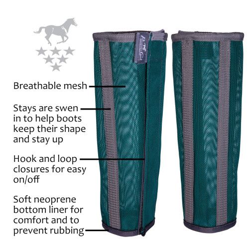 Professional's Choice Deluxe Fly Boots | Breathable Mesh | 4 Pack | Medium Emerald 1