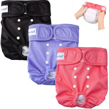 Pet Soft Washable Female Diapers (3 Pack) Female Dog Diapers Comfort Reusable Doggy Diapers for Girl Dog in Period Heat (Sprightly M)