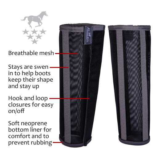 Professional's Choice Deluxe Fly Boots | Breathable Mesh | 4 Pack | Small Black 1