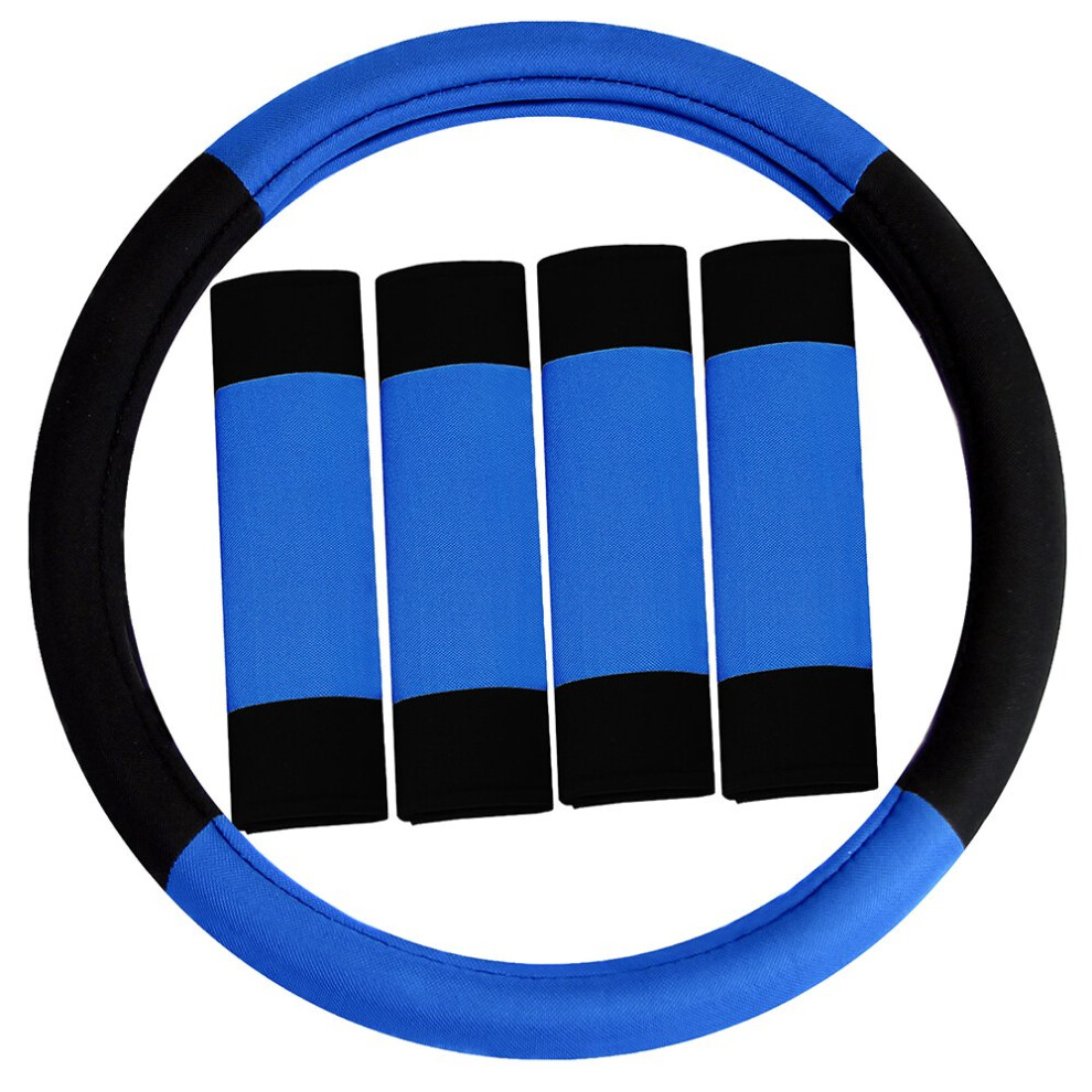 Fh Group Universal Fit Modernistic And Seat Belt Pads Combo Set Steering Wheel Cover Fits Most Cars Suvs Blue 816352023341