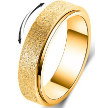 MHWTTY Fidget Legetj Voksne Spinner Ring Angst Ring til Kvinder Fidget Ringe Rustfrit Stl Fidget Spinner Ring Mnd Guld Str. 6