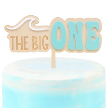 The Big One Wooden Cake Topper Wave 1. F?dselsdagsfestpynt Sommer Strand F?dselsdag Foto Rekvisitter Wave F?rste F?dselsdagskage Topper Big Wave