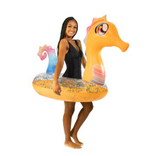 Poolcandy Glitter Seahorse Party Animal Pack - Tube with Matching Drink Float - 48 inches - Large - Sunburst Orange Glitter Seahorse
