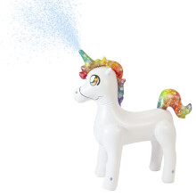 Gigantischer 6-Fu   -Einhorn-Sprinkler von Poolcandy. Erleben Sie skurrilen Spa    und unvergleichliche Freude mit dem aufblasbaren Einhorn-Spiel-Rie