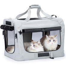 PetMasion Extra Grote Kattenmand voor 2 Katten Opvouwbare Zachte Zijkant Huisdier XL Krat voor Grote Mudium Grote Kat 20lbs+ Auto Reizen Draagbar