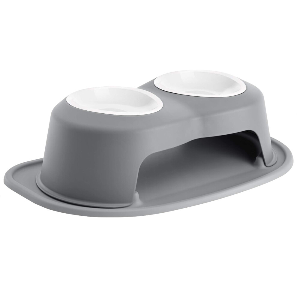 Weathertech Doppelt Hohes Futtersystem F R Haustiere Mit Kunststoffn Pfen F R Hunde/Katzen 6 Zoll Hoher St Nder, Dunkelgrau (PDHC3206DGDG)-image