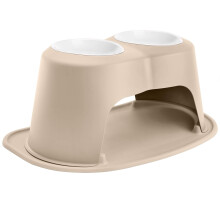 WeatherTech Double High Pet Feeding System w/Plastic Dog/Cat Bowls - 12"""" High Stand Tan (PDHC6412TNTN)