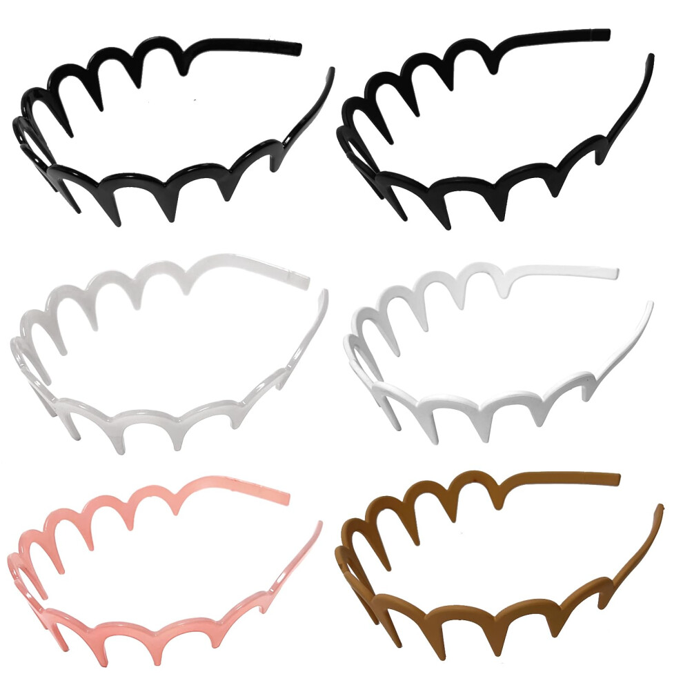 Yonoy Unisex Stay Stylish 6Pcs Zig Zag Shark Tooth Headbands! Chic U Shaped Hair Bands Featuring Wavy Teeth - Essential Hair Accessories For Women & Girls (6