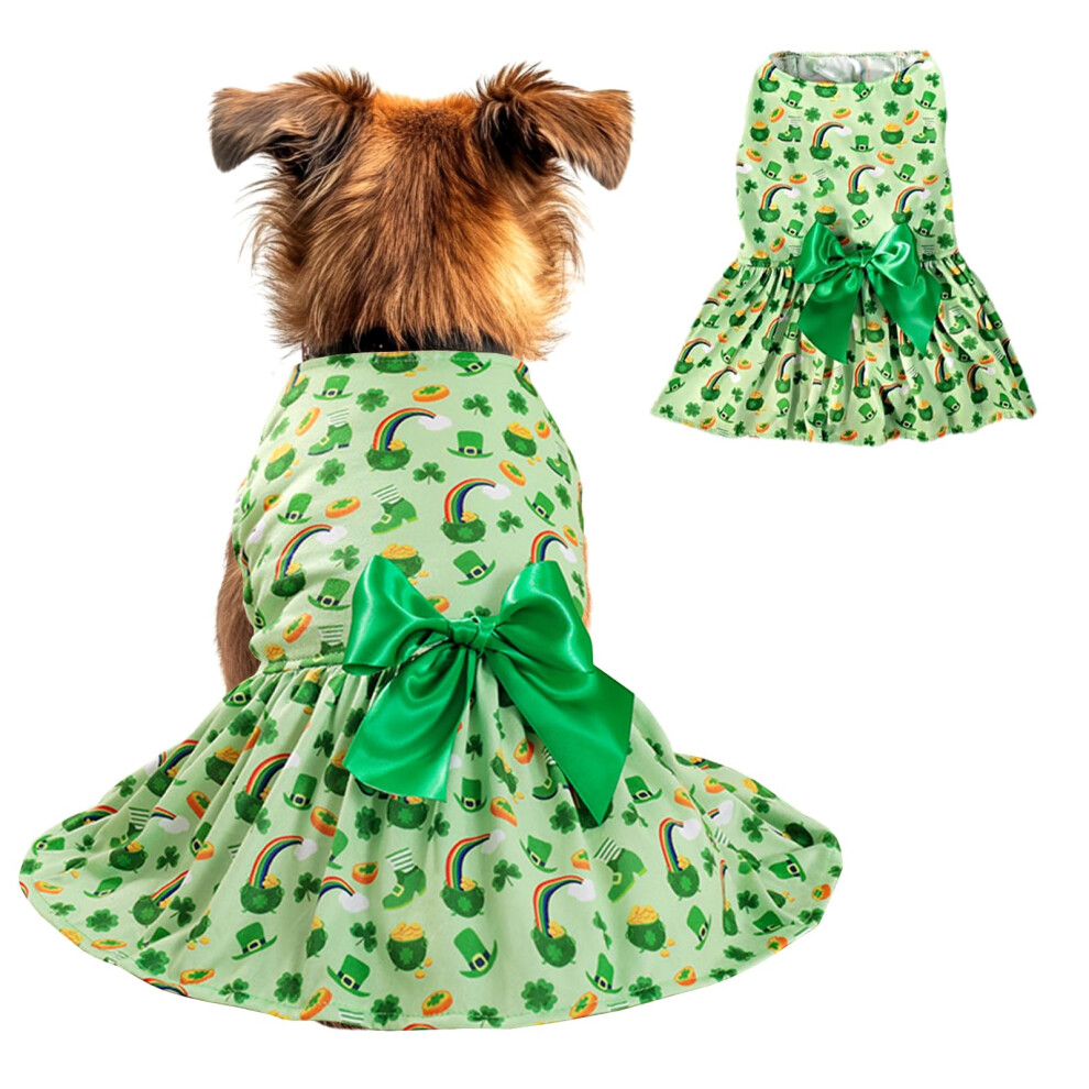 Robe de costume de chien de la Saint-Patrick L Clover vert et imprim en fer  cheval avec robe d'animal de compagnie en satin pour 11  13 livre