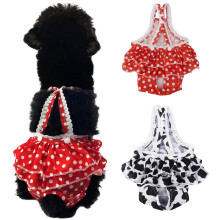 2 Pieces Washable Female Diapers with Suspender Comfort Reusable Doggy Diapers Reusable Puppy Sanitary Panties Dog Underwear Diaper for Small Gir