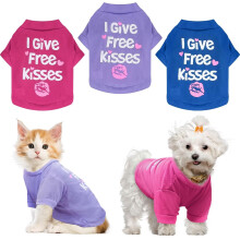 PETCARE 3er-Pack kleine Hundehemden, Mdchen, Welpenkleidung, Katzen-T-Shirt, weiche Baumwolle, kurzrmelige T-Shirts fr kleine Hunde, Mdchen,