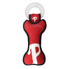 MLB Philadelphia Phillies luun muotoinen hammaskoiran hinaaja LELU SQUEAKERilla. LUJA LEMMIKKILELU terveelliseen hampaisiin ja lemmikin hampaiden ja