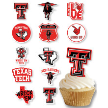 Texas Tech Cupcake Topper Festartikler til fodbold f?dselsdagsfestpynt (24 stykker) (Texas Tech Red Raiders)